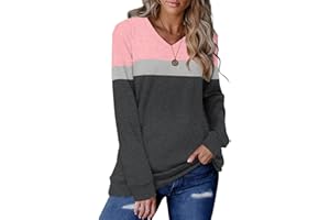 KISSMODA Womens Sweatshirts Long Sleeve V Neck Pullover Casual Loose Trendy Tunic Tops Fall Jumpers Shirts