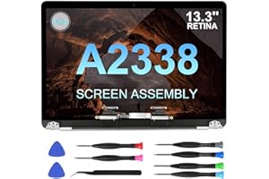 JQYDZH Replacement Screen for MacBook Pro 13.3-inch M1 2020 Retina A2338 (EMC 3578 EMC 8162 MYD83 MYD92 MYDA2 MYDC2) A Full LED LCD Display Assembly (A2338 Silver)