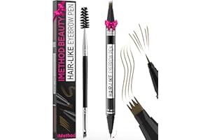 iMethod Eyebrow Pen - Eyebrow Pencil Magical 2-in-1 Eye Brow Pencils for Women with 4-Fork-Tip & Precise Brush-Tip Create Natural Hair-Like Brows, Last All-Day, Microblading Eyebrow Pen, Light Brown