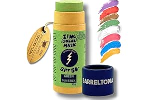 Barreltopia Surf Stick Solar Facial 50 + Zinc Crema Colores - Protector Solar Facial SPF 50 - Natural Waterproof Eco Sunscreen