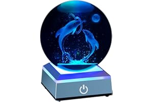 ERWEI Dolphin Gift 3D Crystal Ball 80mm 3.15" Glass Ornaments Love Double Dolphins Figurines Paperweights Valentine's Thanksgiving Christmas Birthday Gifts for Mum Women Sister Mother Son Daughter
