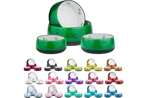 EHASO Hundenapf mit Pfötchen - Futter- und Trinknapf für kleine und große Hunde, unifarben (Grün, 1000ml)