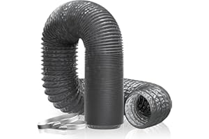 Hon&Guan ø200mm, 5m Tubo Flessibile per Aria in PVC, Tubo in Alluminio per Asciugatrice, Cappe Aspiranti, Sistema di Ventilazione, Grigio