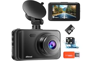 ZHIROAD Dashcam Voiture Avant et Arrière 1080P FHD Caméra Embarquée Voiture 3 Pouces Caméra de Voiture Grand Angle de 170° avec Carte SD 32 GB, G-Sensor, Enregistrement en Boucle, Mode Parking, WDR