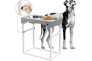 SUNMEYKE Elevated Dog Bowls for Large Dog,Raised Dog Bowls,Adjustable to 8 Heights(2.75" up to 20''),for Large,X/XL Large,Medium,Small Sized Dogs with 2 Stainless Steel Dog Bowls for Food&Water…
