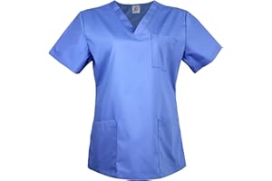 JONATHAN UNIFORM Kasacks Damen Pflege 3 Taschen V-Ausschnitt, Medizinische Berufsbekleidung Kurzarm OP Kittel für Arzt Krankenschwester Zahnarzt Klinik