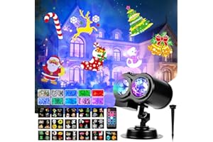 HEYIDAMAI Projektor Weihnachten Outdoor,Projektorlampe Weihnachten mit Fernbedienung,2-in-1 3D Dynamische Projektor,mit 16 Folien 10 Ozeanwellen Effekt,180°-Verstellung,Beamer Deko für Wand Fenster Hof Party