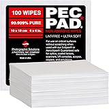 PEC-Pad Lint Free Wipes 4”x4” Non-Abrasive Ultra Soft Cloth for Cleaning Sensitive Surfaces Like Camera, Lens, Filters, Film,