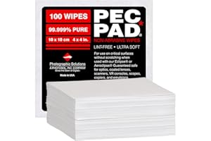 PEC-PAD Fusselfreie Tücher 10.2 cmx10.2 cm nicht abrasives ultraweiches Tuch zur Reinigung empfindlicher Oberflächen wie Kamera, Objektiv, Filter, Film, Scanner, Mikroskope, Ferngläser. (100 Blatt pro
