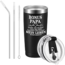 Livole Papa, regalo per papà, regalo per la festa del papà, compleanno per il papà, 350 ml, a doppia parete, con coperchio e pennello per cannuccia, tazza da caffè da viaggio isolata