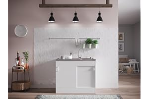 ‎RESPEKTA respekta Komplettspüle Spüle Unterschrank mit Schiebetüren 100 x 60 cm Weiß