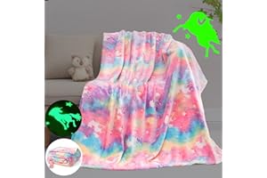 ‎IEVERY iEvery Einhorn Decke Kuscheldecke Kinder Mädchen Flauschige Decke Glow in The Dark Einhorn Leuchtend, Weiche Wohndecke Fleecedecke Einhorndecke Geschenk für Kinder, 150x130cm