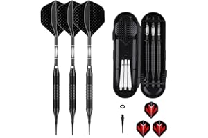SANFENG Flechette Pointe Plastique 18/20 grammes, 3 Fléchettes avec 6 Ailettes et 30/50 Pointes 50 Joints Toriques en Caoutchouc, Set de Flechettes à Pointe Souple pour Cible de Flechette Electronique