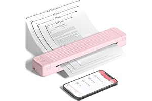 ASprink Stampante Portatile A4 per Viaggio, P831 Bluetooth Piccola per US Letter/A4/B5/A5, Stampante senza Inchiostro per Carta Comune/Carta Termica con 1 Nastri P831 – Rosa