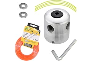 Newtic Cabezal Desbrozador de Aluminio, Cabezal Desbrozador de Doble Alambre con Alambre de Corte de Nylon de 2,4mm x 15m, Recambio de Cabezal Desbrozador y Alambre de Corte