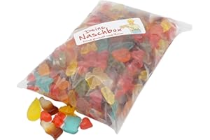 ‎PE ÄM Deine Naschbox | Zuckerfreier Fruchtgummi 4 Sorten Mix | 1kg Nachfüllbeutel | Minimale Verpackung 100% recyclebar - XL Großpackung - Cola - Frucht