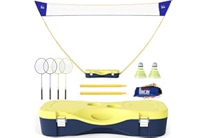 HOMCOM 2.8m Portable Folding Badminton Net Set with 4 Badminton Rackets and 2 Nylon Shuttlecocks, for Adults Kids Indoor Outdoor Exercise Training