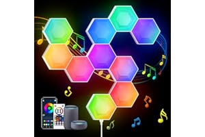 SNADER 10pcs Hexagon Led Panel Gaming led Wand led Smart WiFi RGBIC Musik Sync Light Panel Kompatibel mit Alexa und Google Assistant App Steuerung DIY Kombinierbar für Gaming Deko [Energieklasse A]
