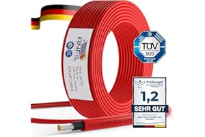 ANFIL SOLAR TECHNOLOGY Solarkabel Verlängerung ANFIL 4mm2/12AWG Solarpanel Photovoltaik Verlängerungskabel Solar PV Kabel für Fachgerechter Solarsystem Einbau (10m Rot)