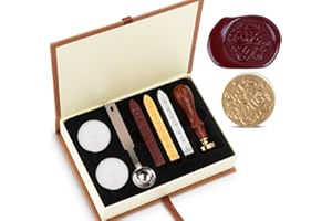 Absofine Zestaw do lakowania, pieczęci i wosk, styl vintage, z łyżką i świeczkami, w pudełku prezentowym