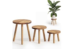 Bamworld växtställ inomhus 3 pack enskilda växtställ för flera växter hörn växtpall trä växtställ för uteplats trädgård balkong vardagsrum sovrum(natur)