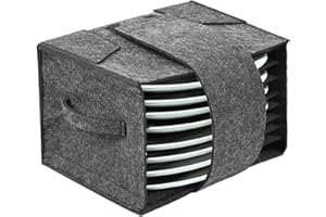 XoeLLe Rangement Vaisselle, Sac Feutre Rangement pour Camping Car avec 8 Compartiments, Sac de Rangement de Vaisselle de Camping 27 x 20 x 18 cm, Gris
