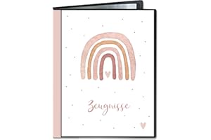 ‎MINILINO Minilino Report Folder, 20 A4 Premium Transparent Pockets, Protection, Storage of Reports, Document Folder for Primary School Documents, for Girls, Rainbow Pink