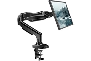 HUANUO Single Monitor Arm Desk Mount for 13 to 32 inch Screens, Tool Free Height Adjustable Monitor Stand with Tilt Swivel Rotate, 75 & 100mm VESA Mount, Load 19.8 lbs, C-clamp & Grommet Options