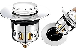 PUTOAHAO 2 Pezzi Tappo Lavandino Bagno,Tappi Lavandino Bagno in Acciaio Inossidabile,Tappo Lavandino Bagno Pop Up,Tappo di Scarico Per Vasca da Bagno, Cucina, Lavabo (Apertura Foro di Scarico 34-40mm)