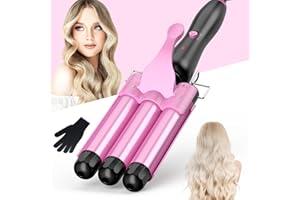 BESTOPE RAY Hair Curler 25mm, 3 Barrel Hair Waver with 30s Quick Heating, Curling Iron with 2 Temperature Control, Heat-Resistant Glove for Long Medium Short Hair