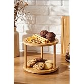 Digithome Bambu 2 Katlı 360&deg; D&ouml;ner Standlı Servis ve Sunum Tepsisi Kahverengi &ndash; A/10 C1-1-289