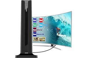 BIGEFEIXU Antenna TV Interna Amplificata - Potente Antenna Digitale Facile da Installare, Lunga Portata, Supporta 4K/1080p, VHF/UHF/DVB-T, con Cavo Coassiale da 5 Metri