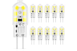 DiCUNO Ampoule G4 LED 12V, 1.5W équivalent à 15-20W halogène, Blanc froid 6000K, 160lm, G4 LED ampoule d'éclairage, Parfait pour hotte de cuisine et lustre, Non dimmable, 10 Pièces
