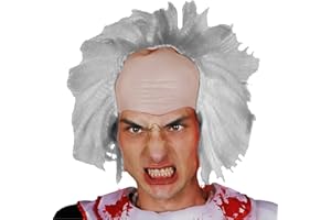 I LOVE FANCY DRESS ILOVEFANCYDRESS White Balding Wig Fancy Dress Accessory - White Hair on Bald Cap Style Wig - Clown Wig, Mad Scientist Wig Perfect for Halloween Fancy Dress