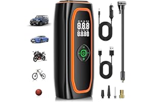 TDYON Gonfleur Pneus Voiture sans Fil, 220PSI Compresseur à Air Portatif pour Pneus de Voture avec Batterie 10000mAh, Pompe Electrique Intelligente en Un Clic pour Voiture, Moto, Vélo et Plus