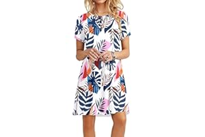 MOLERANI Robe d'été pour Femme T-Shirt décontracté à Manches Courtes Robe de Plage Robe Ample pour Femme