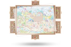 TTruwheelz Planche à Puzzle rotative de 1000 pièces avec 6 tiroirs et Couvercle, Table de Puzzle Portable en Bois, 76,6 x 57 cm, Cadeau d'anniversaire pour Maman Cadeau de Noël