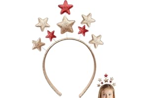 VZXQX Serre-tête étoiles Noël, Serre Tete Etoile de Noel Paillettes Rouge et Or pour Fille Femme, Bandeau de Noël étoiles Bandeau à Cheveux Cerceau pour Fête D'anniversaire Accessoires Cheveux