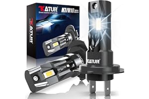 KATUR H7 LED Lampadine Fari per Auto, Canbus 18000LM 6000K Bianco Senza Fili Plug & Play LED H7 Abbaglianti o Anabbaglianti 400% Luminosità 1:1 Mini Dimensioni, 2 Lampadine