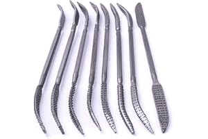 MonLiya doppelseitiges Riffelfeilen-Set zur Bearbeitung von Holz, 8-teiliges Set, 5,5 mm x 200 mm, zum Schnitzen, Raspeln, grobes Handwerks-Werkzeug