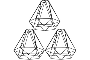 Licperron Lamp Guard, Black Industrial Vintage Style Light Cage for Pendant Lights, Antique Lamp Holders, Industrial Ceiling Fixture Lamp Shade Iron Wire Diamonds Shape Pack of 3