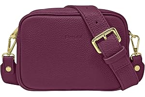 Parubi Pochette Bolsa de Hombro, Bolso de Cuero Auténtico Camera Bag con Bandolera, Made in Italy, Pochette con Correa para el Hombro, Bolsa Bandolera Extraíble para Mujer y Chica (Ginevra)
