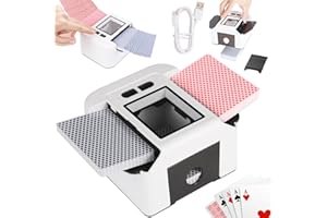 Buldoospok Wiederaufladbar Automatischer Kartenmischer für 2 Decks, Geräuscharm Elektrischer Kartenmischer mit Auto & Manuell, Tragbar Kartenmischmaschine für UNO Romme Phase 10 Skip-BO etc Karte
