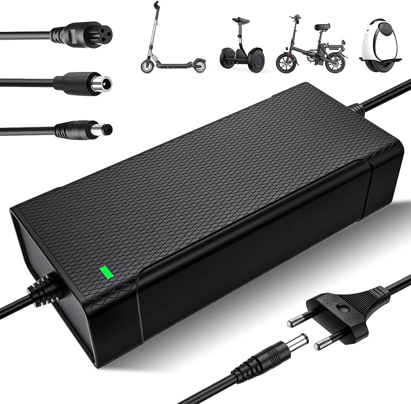 Yeerain Caricabatterie per Monopattino Elettrico, 42V 2A Caricabatterie Hoverboard 36V Monopattino Batteria con 4 Connettori per Hoverboard, Scooter Elettrico, Tavola da Drift, per X-iaomi, S-egway