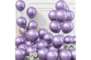 Jobkoo Metallic Purple Balloons, 50Pcs 10Inch Pastel Light Purple Chrome Balloons Lavender Metallic Party Balloons Chrome Lilac Helium Latex Balloon for Birthday Baby Shower Wedding Party Decorations