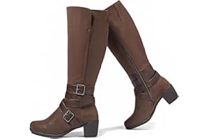 Ruiee Women's Knee High Boots Fashion Comfort Chunky Heeled Tall Boots Classic Pointed Toe Fall Winter Low Mid Heel Long Boots for Women.