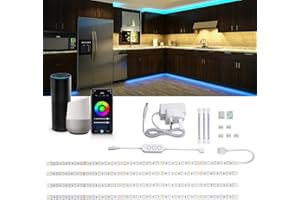 JIAWEN Under Cabinet Lighting, Warm White Light & Colour Changing RGB Kitchen Under Cupboard Lights, 2m LED Lighting Strips with App Control, Compatible with Alexa for Kitchen Cabinet, Shelf, Counter