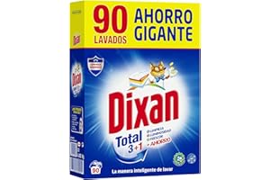 Dixan Total Powder 3+1, Detersivo in polvere per lavatrice (90 lavaggi) sapone in polvere per bucato bianco e colorato, Pulizia, luminosità e freschezza