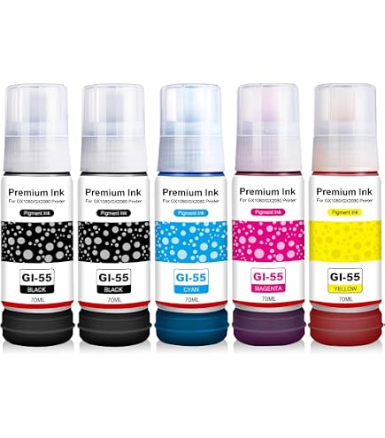Lot De 4 Cartouches D'encre GI-55 Compatibles Canon MAXIFY GX1050 GX2050 - Noir, Cyan, Magenta, Jaune - 70ml, Jusqu'à 3000 Pages