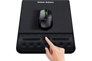 univo colors Black Mouse Pad with Wrist Support Ergonimic Wrist Rest Gel Wrist Pad for Mouse Computer Laptop Desk Office Gaming Desktop Non-Slip Base Soft Memory Foam Fiber Cute Mousepad Gel Rest